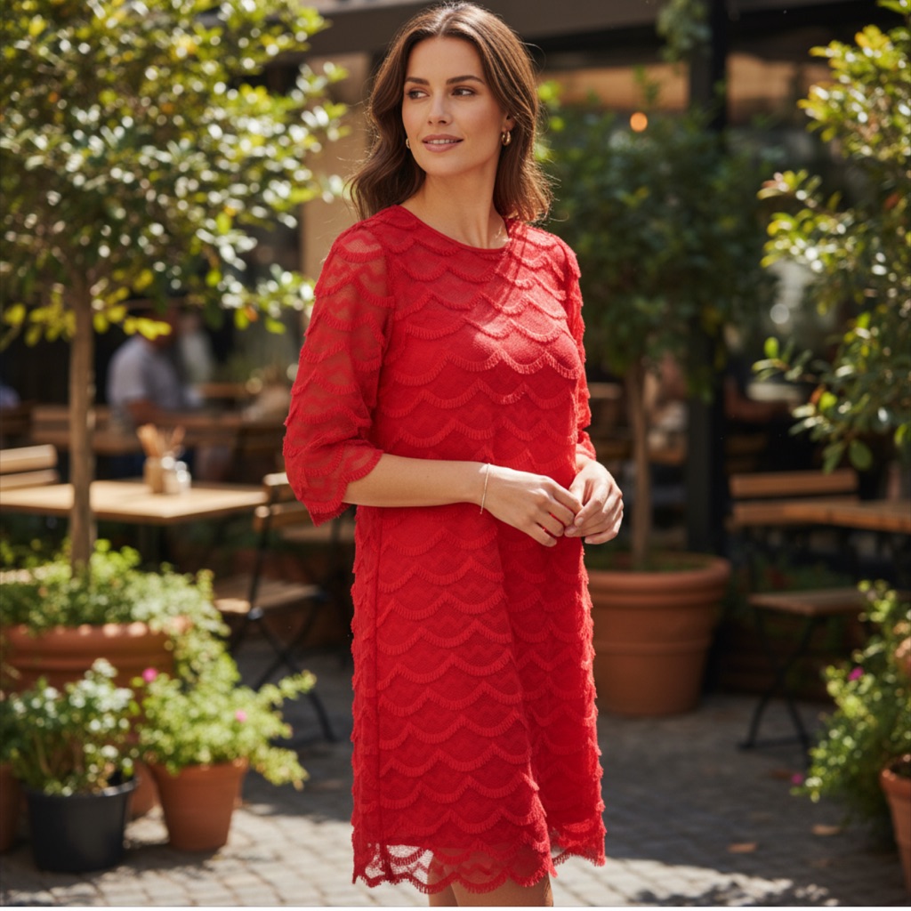Eliza J Coral Fringe Cocktail Sheath Dress